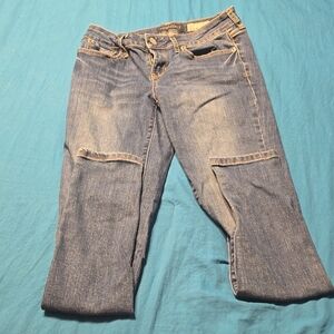 Aeropostale Blue Straight Leg Jeans with Vintage-Inspired Look